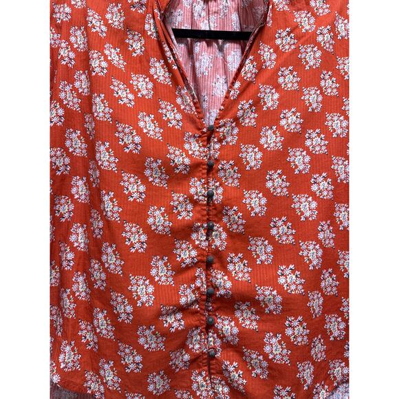Anthropologie Pilcro Tavi Button Down Floral Orange Bohemian Blouse Size Small - Picture 4 of 7